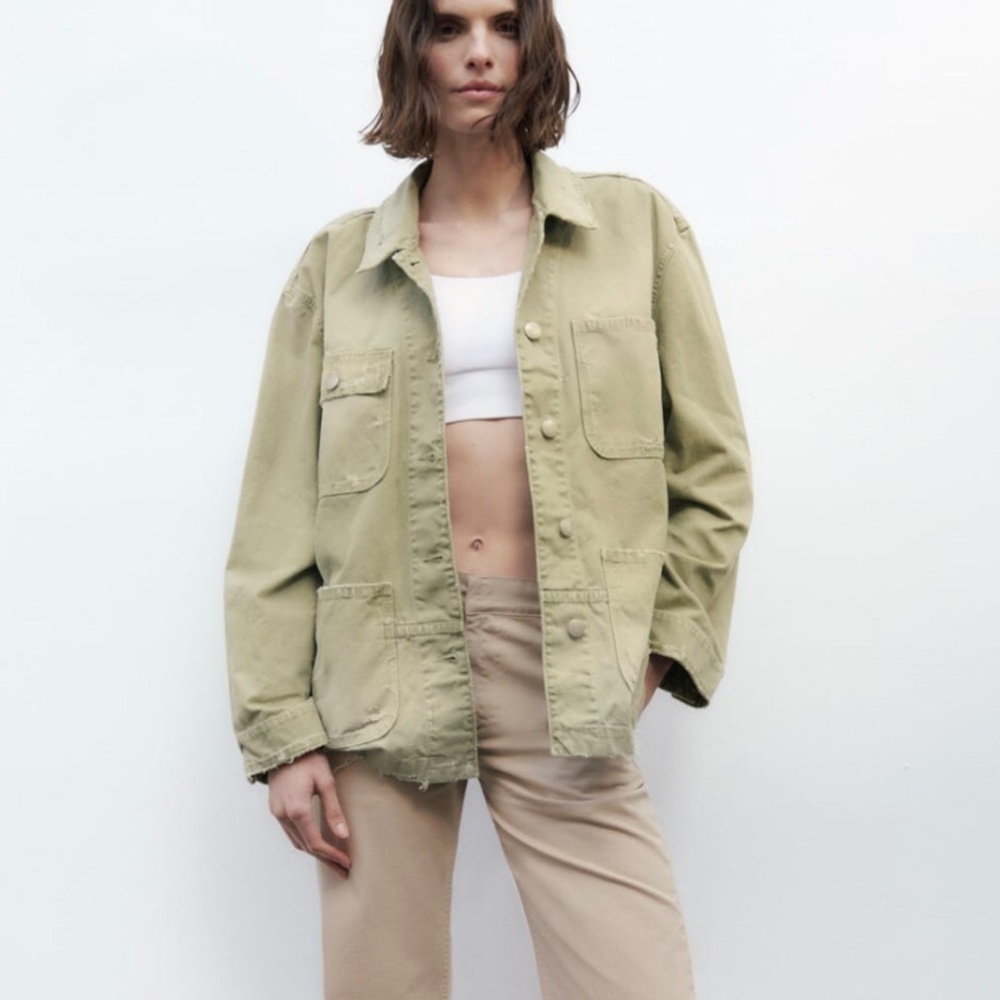 Zara Women’s Washed Jacket With Pockets